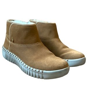 Skechers GOwalk Smart Honor Roll Tan Suede Booties Faux Fur Lined Size 7